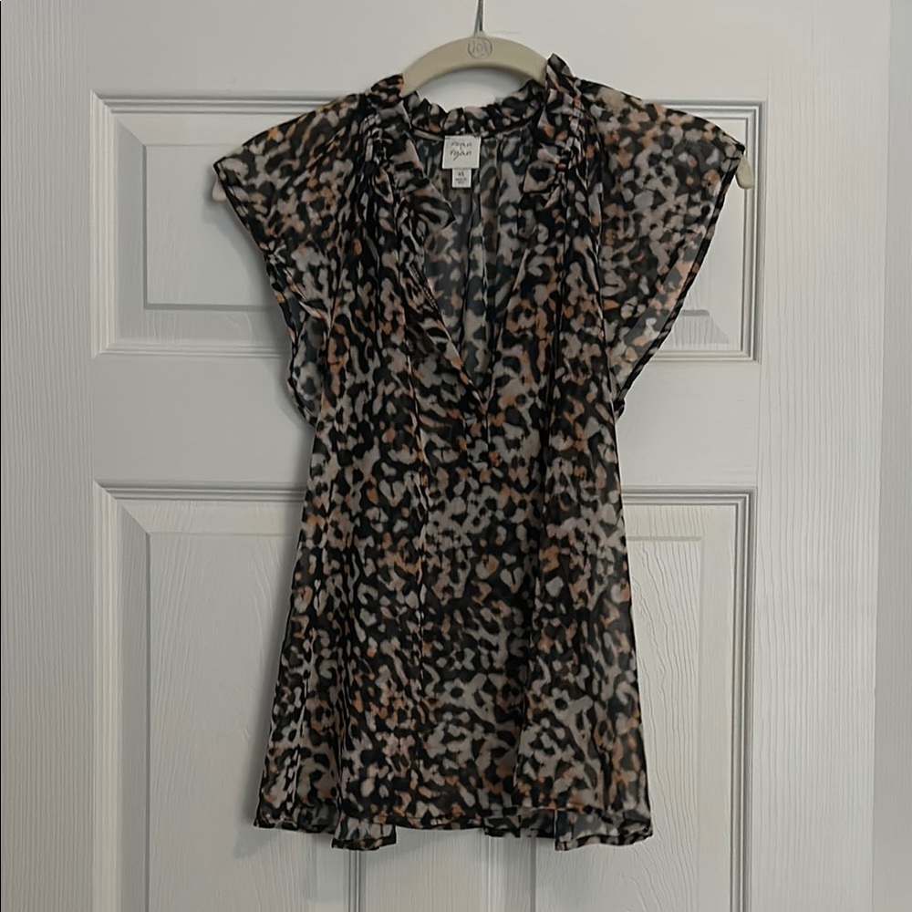 Animal Print Sheer Blouse